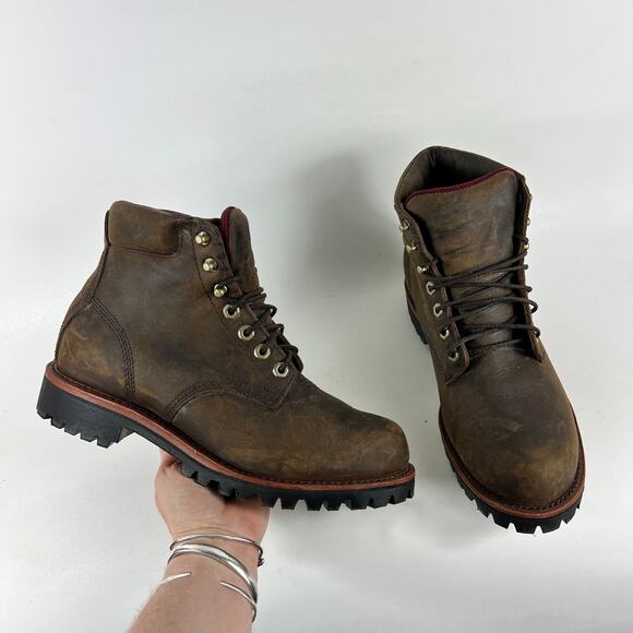 Chippewa LLBean Katahdin Iron Works men’s size 8 brown waterproof leather boots - Picture 1 of 11